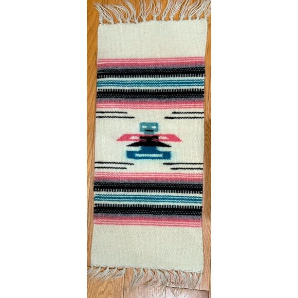 Southwest Wool Rug/Tabletop Hand Woven Tapestry Thunderbird 9” X 18.5” Vtg - Picture 6 of 9